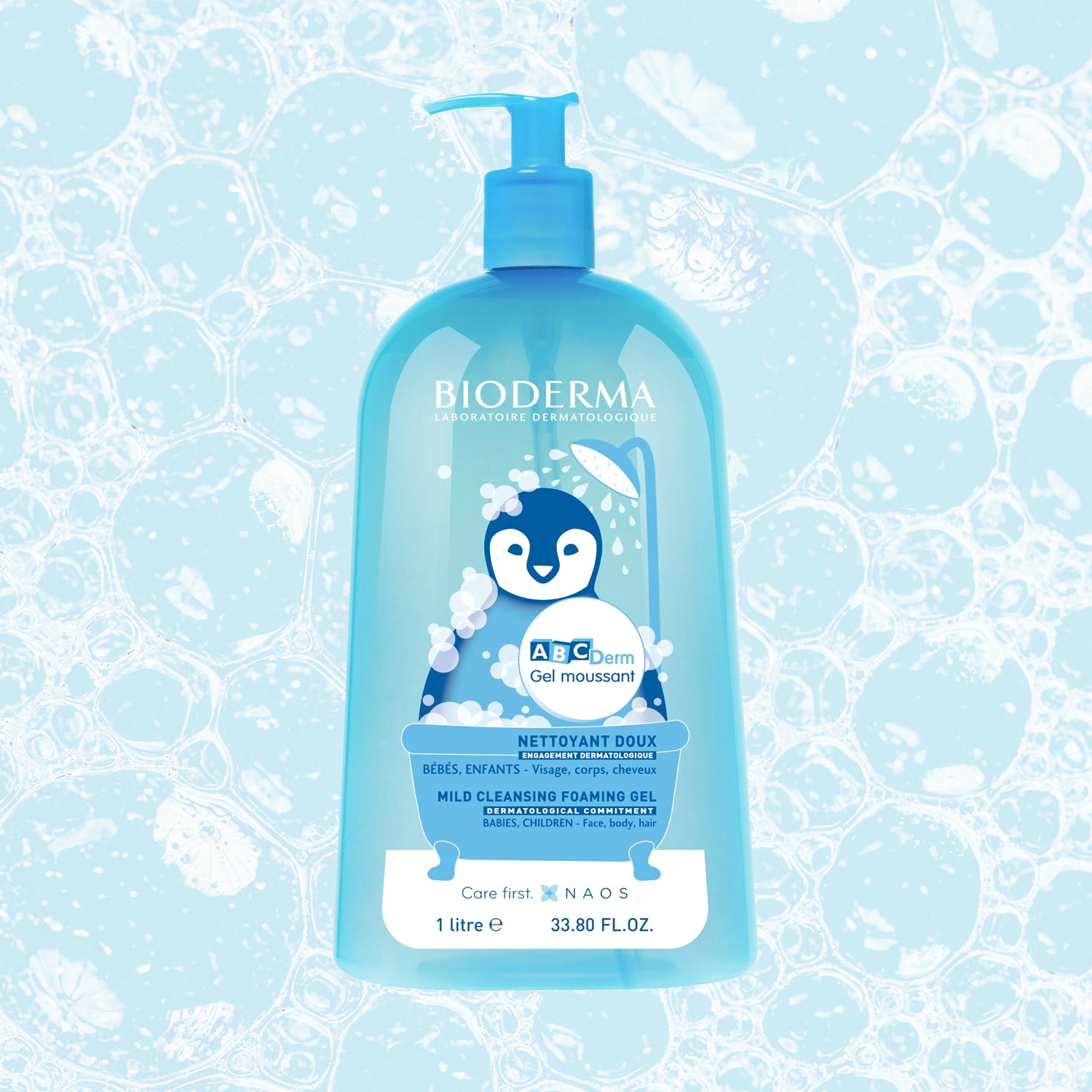 Bioderma - Abcderm Gel Limpiador Espumoso Para Rostro,cuerpo Y Cabello 1l