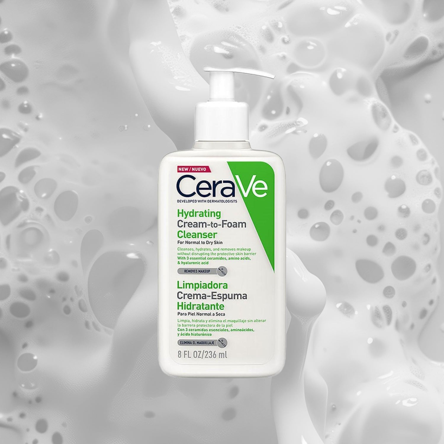 Cerave - Limpiador Crema Espumosa Hidratante de 236ml