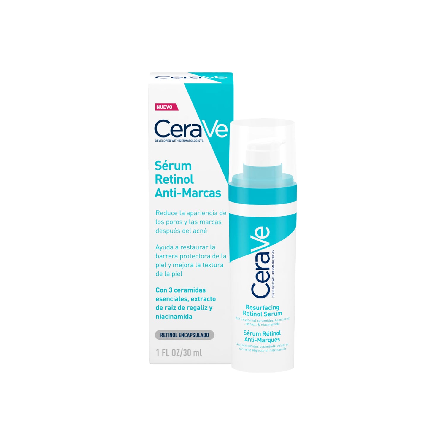 Cerave - Serum Retinol para marcas posteriores al acné y textura de la piel