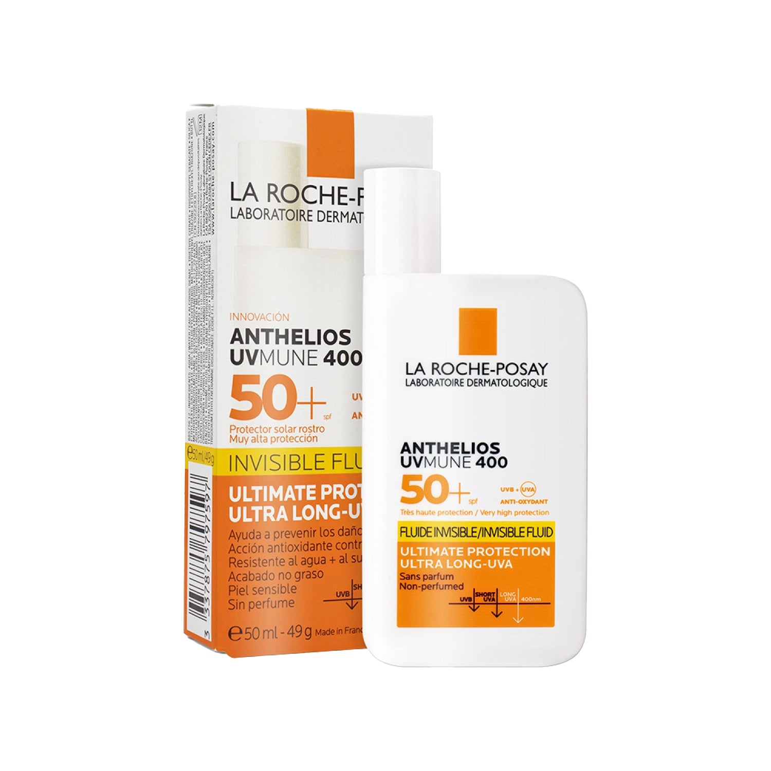 La Roche-Posay - Anthelios Uv Mune 400 Fluido Invisible Protector Solar Para Rostro Piel Sensible 49g